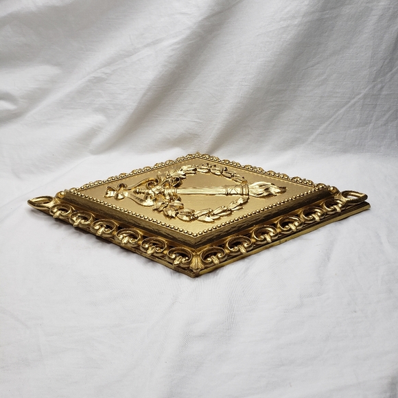 Vintage Gold Diamond Wall Plaques Decor Ornate - Picture 6 of 7